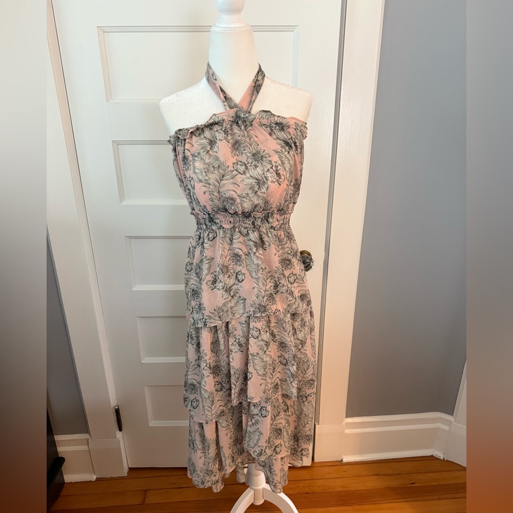 Misa Los Angeles Pink Floral Patterned Dress